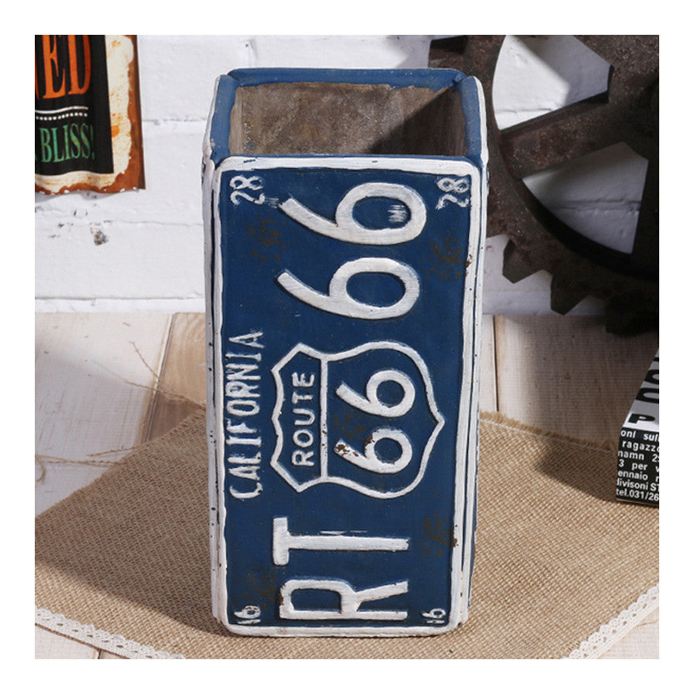 America Village Vintage Route 66 Flowerpot Table Decoration    blue - Mega Save Wholesale & Retail - 1