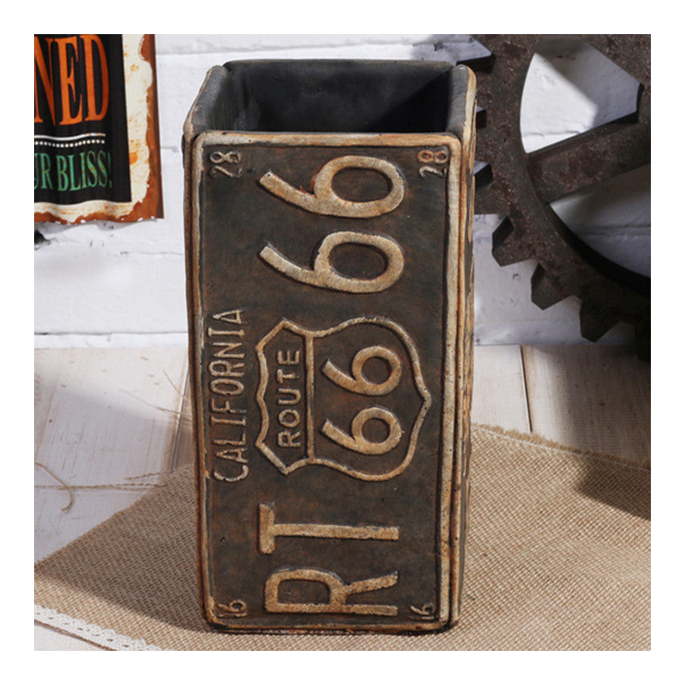 America Village Vintage Route 66 Flowerpot Table Decoration    rust color - Mega Save Wholesale & Retail - 1