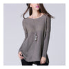 Batwing Knitwear Thin Loose Pullover Sweater   grey - Mega Save Wholesale & Retail - 1