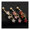 Star Navel Nail Body Puncture Navel Buckle Ornament    gold plated pink zircon - Mega Save Wholesale & Retail - 4