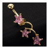 Star Navel Nail Body Puncture Navel Buckle Ornament    gold plated pink zircon - Mega Save Wholesale & Retail - 3