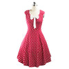 Hepburn Style 50s Vintage Polka Dot Dress   wine red   S - Mega Save Wholesale & Retail - 1