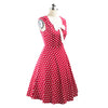 Hepburn Style 50s Vintage Polka Dot Dress   wine red   S - Mega Save Wholesale & Retail - 2