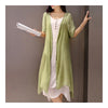 Plus Size Vintage Vest Long Dress 2pcs Suit   green   S - Mega Save Wholesale & Retail