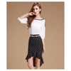 Women's Vintage Polka Dots High Waist Wrap Hip Fishtail Asymmetric Slim Pencil Skirt 5 Sizes - Mega Save Wholesale & Retail - 1