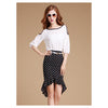 Women's Vintage Polka Dots High Waist Wrap Hip Fishtail Asymmetric Slim Pencil Skirt 5 Sizes - Mega Save Wholesale & Retail - 3