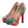 Dyed Cloth Face Super High Heel Platform Thin Shoes  orange - Mega Save Wholesale & Retail - 1