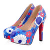 Dyed Cloth Face Super High Heel Platform Thin Shoes  blue  35 - Mega Save Wholesale & Retail