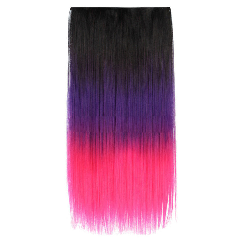 Five Clips Long Straight Hair Extension Wig   1BTPURPLETHOTPINK - Mega Save Wholesale & Retail