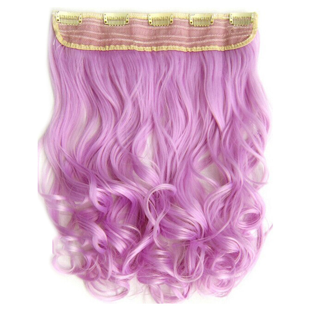 Colorful Straight Hair Extension 5 Clips Wig    lilac# baby purple