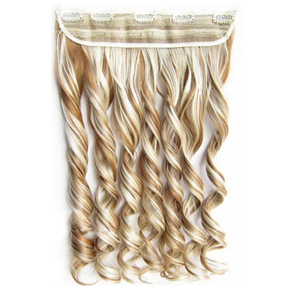 Colorful Straight Hair Extension 5 Clips Wig    F27/613#