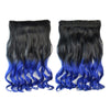 Gradient Ramp Wig Hair Extension 5 Cards Curled black to sapphire