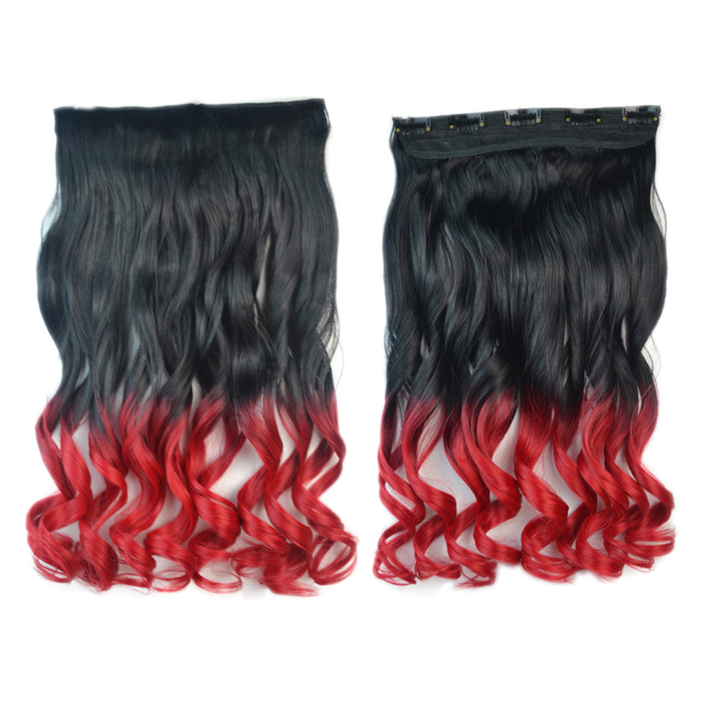 Gradient Ramp Wig Hair Extension 5 Cards Curled black to bright red
