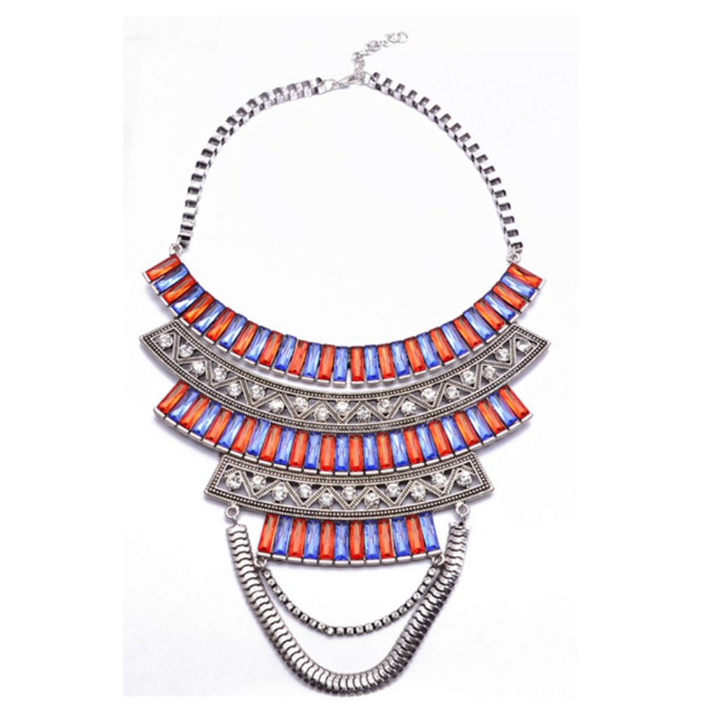 European Vintage Tassel Multi-layer Necklace Foreign Trade Hot Swaeter Necklace Clavicle Necklace Ornament   colorful - Mega Save Wholesale & Retail