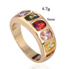 Colorful Zircon Ring Galvanized Gold Boutique   yellow gold plated 6.5#