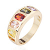 Colorful Zircon Ring Galvanized Gold Boutique   yellow gold plated 9#