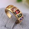 Colorful Zircon Ring Galvanized Gold Boutique  yellow gold plated 5.25#