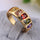 Colorful Zircon Ring Galvanized Gold Boutique   yellow gold plated 7.75#