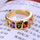 Colorful Zircon Ring Galvanized Gold Boutique  yellow gold plated 5.25#