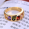 Colorful Zircon Ring Galvanized Gold Boutique   yellow gold plated 9#