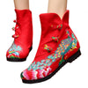 Vintage Beijing Cloth Shoes Embroidered Boots red with cotton - Mega Save Wholesale & Retail - 1