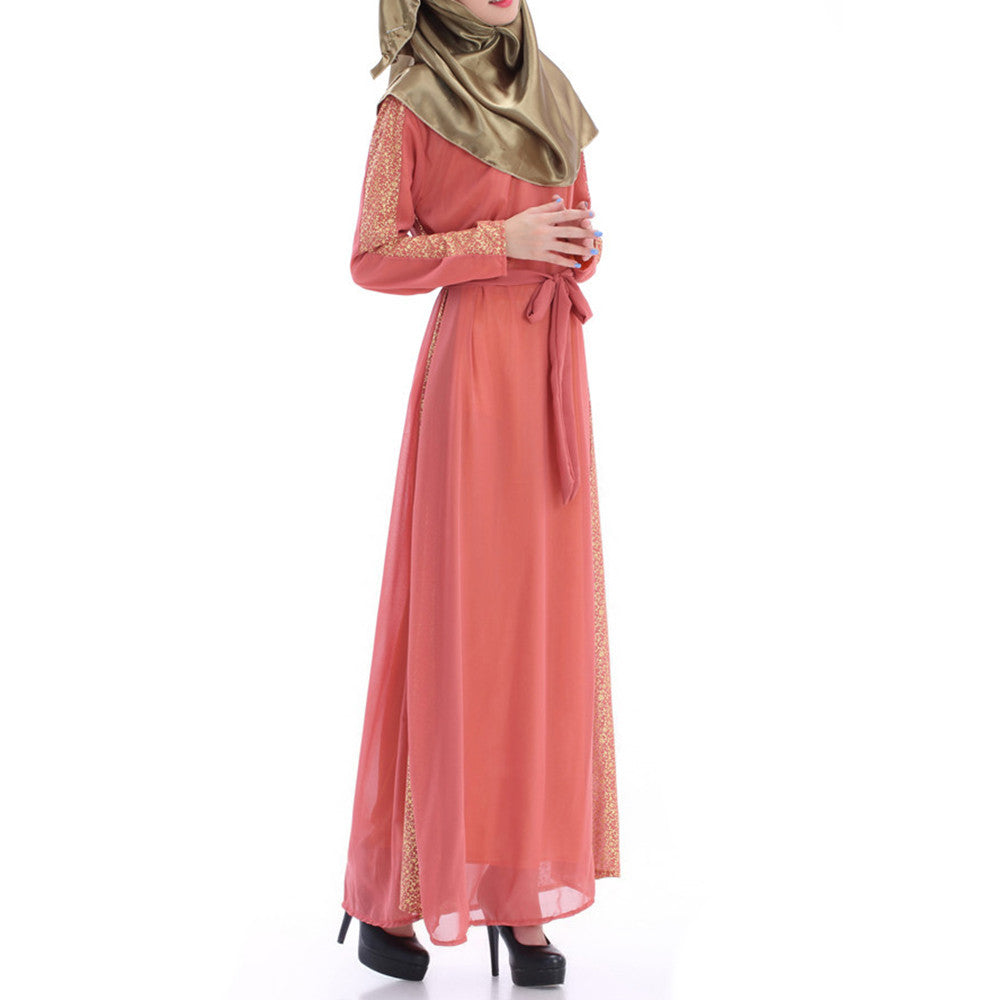 Muslim Robe Chiffon Long Dress Summer   red bean paste - Mega Save Wholesale & Retail - 1