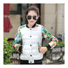 Printing Down Coat Warm Slim Woman Short  white big flower   L - Mega Save Wholesale & Retail - 1