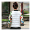 Printing Down Coat Warm Slim Woman Short  white big flower   L - Mega Save Wholesale & Retail - 3