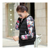 Printing Down Coat Warm Slim Woman Short   black floral   L - Mega Save Wholesale & Retail - 2