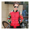 Printing Down Coat Warm Slim Woman Short   red big flower   L - Mega Save Wholesale & Retail - 1