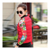 Printing Down Coat Warm Slim Woman Short   red big flower   L - Mega Save Wholesale & Retail - 3