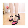 Old Beijing Black Summer Embroidered Shoes for Women in Square Dance National Style with Floral Designs & Ankle Straps - Mega Save Wholesale & Retail - 2