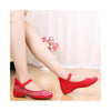 Old Beijing Embroidered Women Red Summer Shoes in Low Cut National Style with Beautiful Floral Designs & Ankle Straps - Mega Save Wholesale & Retail - 1