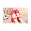 Old Beijing Embroidered Women Red Summer Shoes in Low Cut National Style with Beautiful Floral Designs & Ankle Straps - Mega Save Wholesale & Retail - 3