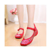 Old Beijing Embroidered Women Red Summer Shoes in Low Cut National Style with Beautiful Floral Designs & Ankle Straps - Mega Save Wholesale & Retail - 2