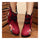 Peacock Vintage Beijing Cloth Shoes Embroidered Boots claret - Mega Save Wholesale & Retail - 2