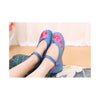 Old Beijing Blue Cloth National Style Embroidered Shoes for Women in Low Cut with Beautiful Floral Designs & Ankle Straps - Mega Save Wholesale & Retail - 1