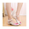 Old Beijing Beige Embroidery Summer Shoes for Women in Low Cut National Style with Beautiful Floral Designs & Ankle Straps - Mega Save Wholesale & Retail - 3