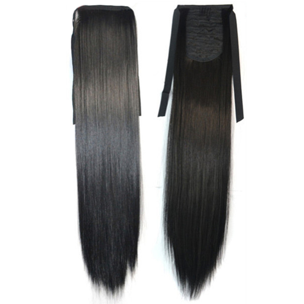 Long Straight Hair Lace-up Wig 1B#black