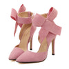 Super Big Bowknot Pointed High Heel Peep-toe Women Sandals  pink - Mega Save Wholesale & Retail