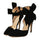 Super Big Bowknot Pointed High Heel Peep-toe Women Sandals  black - Mega Save Wholesale & Retail