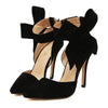 Super Big Bowknot Pointed High Heel Peep-toe Women Sandals  black  35 - Mega Save Wholesale & Retail