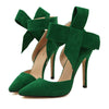 Super Big Bowknot Pointed High Heel Peep-toe Women Sandals  green  35 - Mega Save Wholesale & Retail