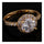 Emulational Gold Ring Vintage Dazzling Big Zircon Tail Ring  yellow gold plated 6.5#