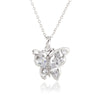 Butterfly Pendant 18K Gold Platinum Plated Diamanted with Austrian Zircon Necklace   white - Mega Save Wholesale & Retail - 1