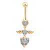 Heart Shape Little Angle Wings Navel Ring Nail   gold plated white zircon - Mega Save Wholesale & Retail - 1