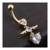 Heart Shape Little Angle Wings Navel Ring Nail   gold plated white zircon - Mega Save Wholesale & Retail - 2