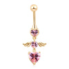 Heart Shape Little Angle Wings Navel Ring Nail    gold plated pink zircon - Mega Save Wholesale & Retail - 1