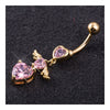 Heart Shape Little Angle Wings Navel Ring Nail    gold plated pink zircon - Mega Save Wholesale & Retail - 2