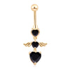Heart Shape Little Angle Wings Navel Ring Nail    gold plated black zircon - Mega Save Wholesale & Retail - 1